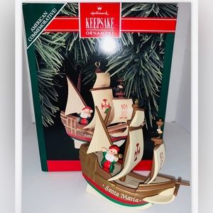 Hallmark 1992 Santa Maria Christmas Ornament Santa In Christopher Columbus Ship